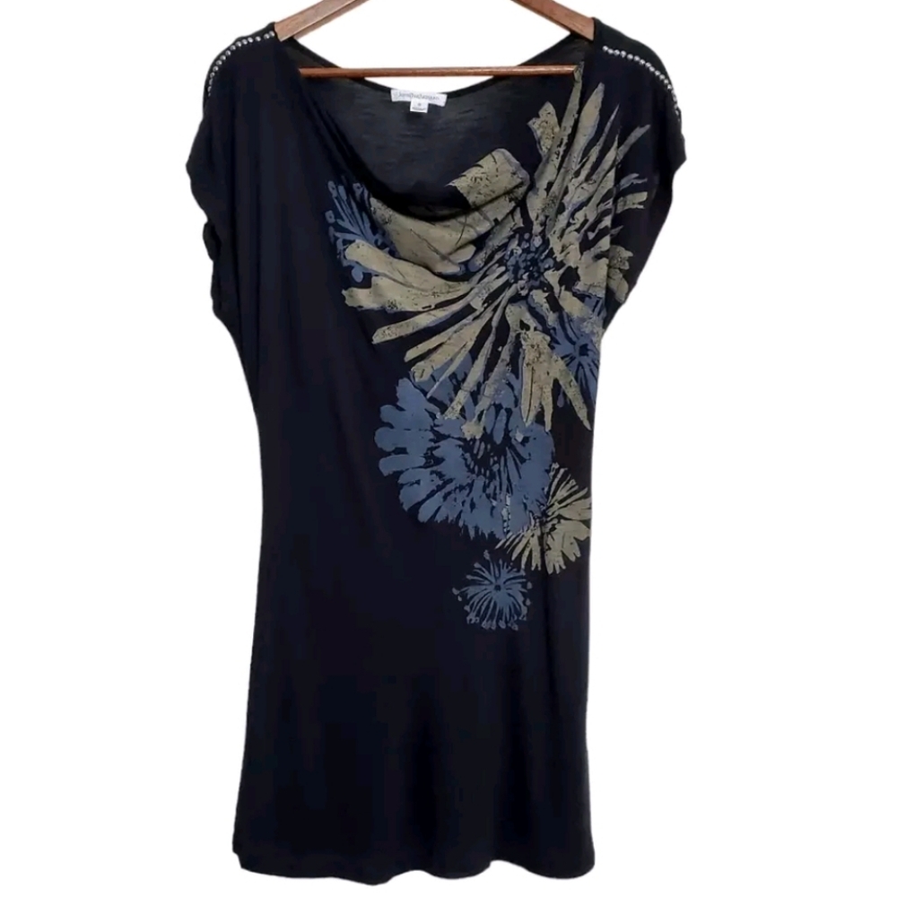 Y2K JohnPaulRichard Floral Semi-Sheer Rayon Tunic Dress Size Small